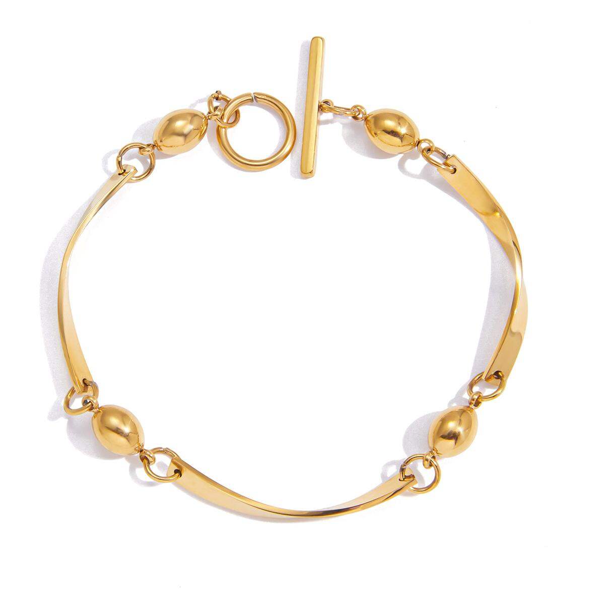 1 Piece Modern Wavy Line Stainless Steel Waterproof Gold Color Women's Chain Bracelets thumbnail 1