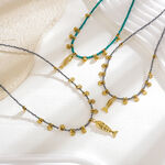 1 Piece Stylish Fish Stainless Steel Waterproof Gold Color Natural Stone Women's Beaded Necklaces thumbnail 3