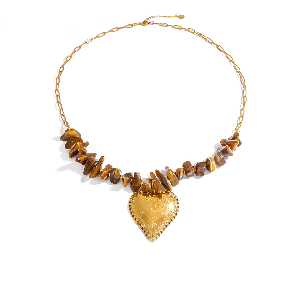 1 Piece  Daily  Heart Stainless Steel  Gold Color  Women's Beaded Necklaces - 1