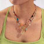 1 Piece Colorful Natural Stone Beads Stainless Steel Waterproof Gold Color Women's Beaded Necklaces thumbnail 5