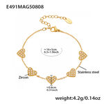 1 Piece Luxurious Butterfly Stainless Steel Waterproof Gold Color Zircon Women's Chain Bracelets thumbnail 1