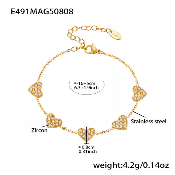1 Piece Luxurious Butterfly Stainless Steel Waterproof Gold Color Zircon Women's Chain Bracelets - 1