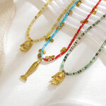 1 Piece Stylish Hand Stainless Steel Waterproof Gold Color Natural Stone Women's Beaded Necklaces thumbnail 3