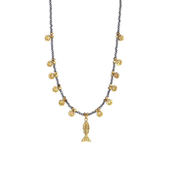 1 Piece Stylish Fish Stainless Steel Waterproof Gold Color Natural Stone Women's Beaded Necklaces - 1