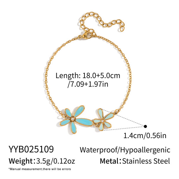 Romantic Series Elegant Flower Stainless Steel Waterproof Gold Color Rhinestone Necklace Set - 1