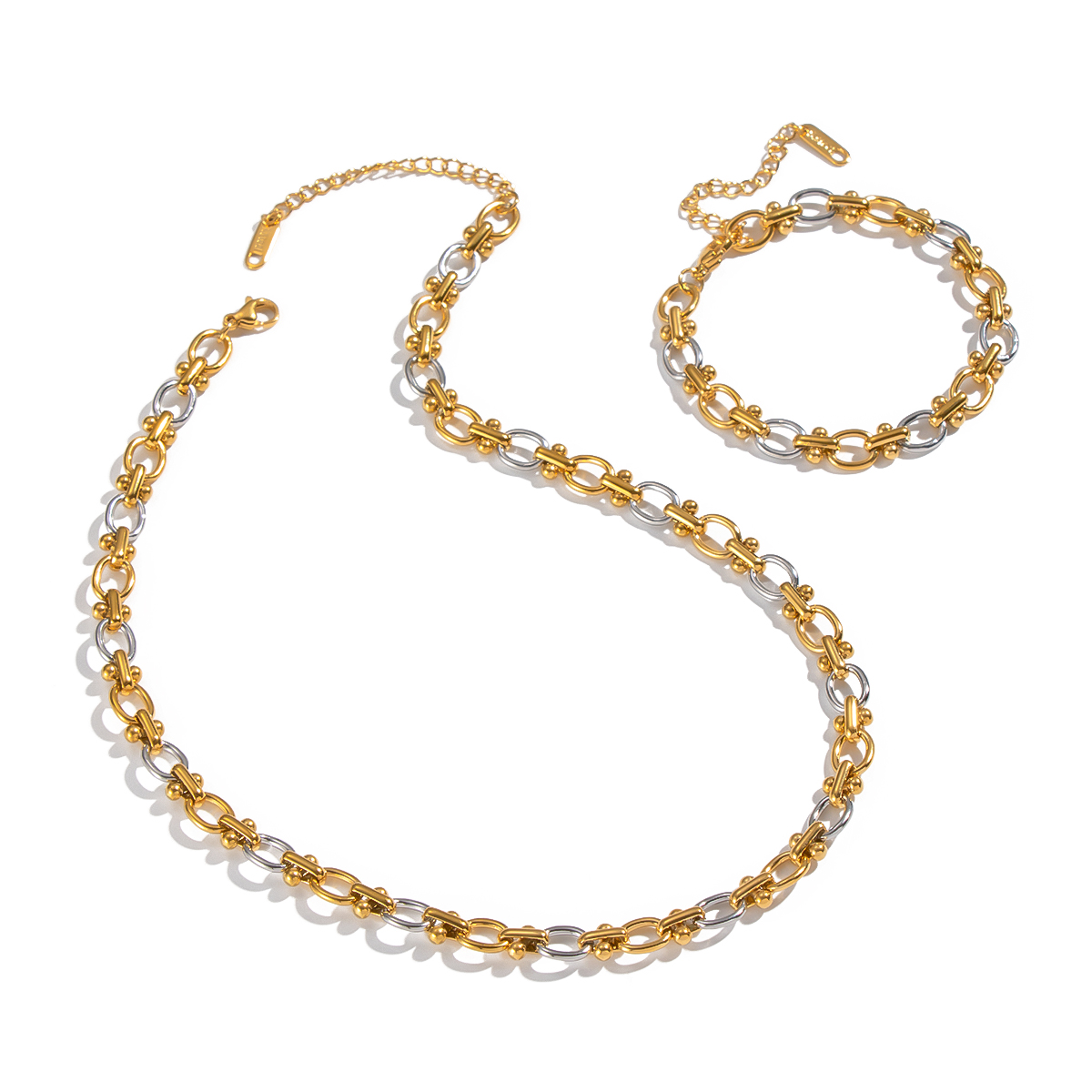 Mixed Gold Color And Silve Stainless Steel Waterproof Chain Necklace Set thumbnail 6