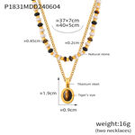 1 Piece Classic Oval Natural Stone Stainless Steel Waterproof Gold Color Women's Beaded Necklaces thumbnail 2