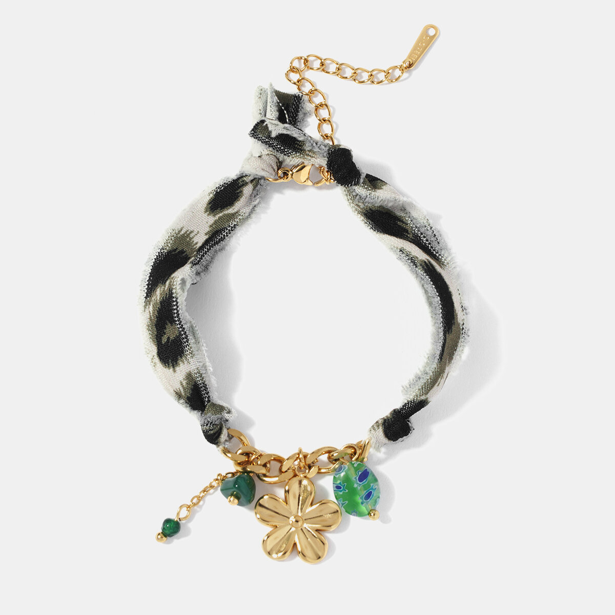 Flower Stainless Steel Waterproof Gold Color Charm Bracelet thumbnail 2