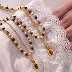 1 Piece Classic Oval Natural Stone Stainless Steel Waterproof Gold Color Women's Beaded Necklaces thumbnail 3