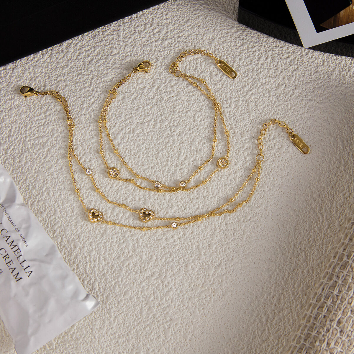 1 Piece Luxurious Heart Stainless Steel Waterproof Gold Color Women's Chain Bracelets thumbnail 6