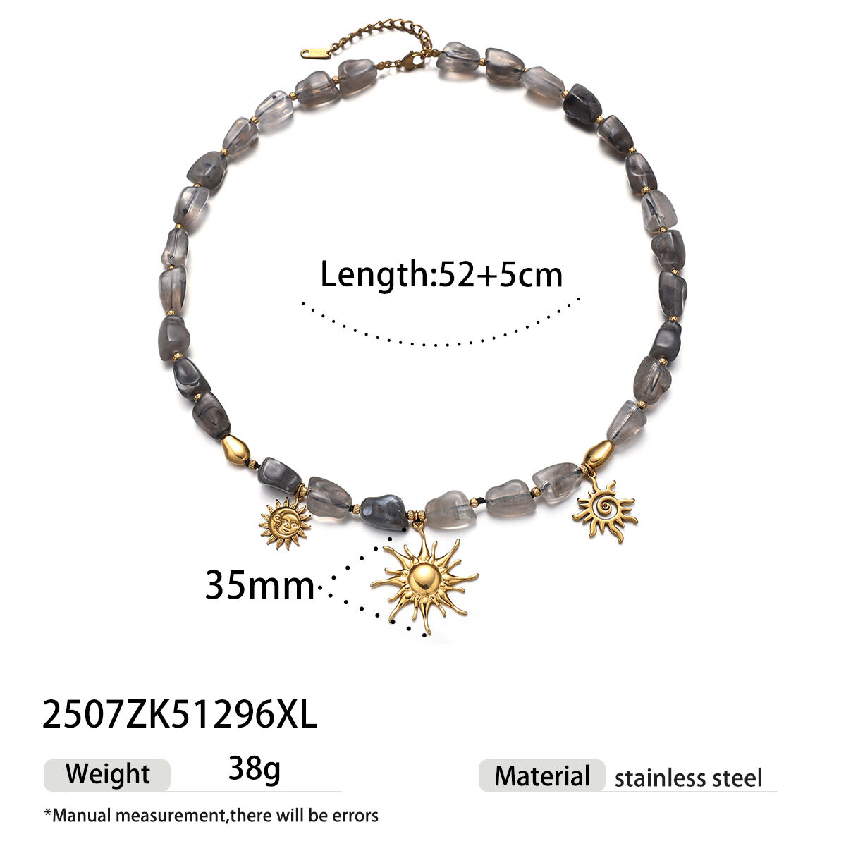 1 Piece Flower Sun Acrylic Gold Color Beaded Necklace