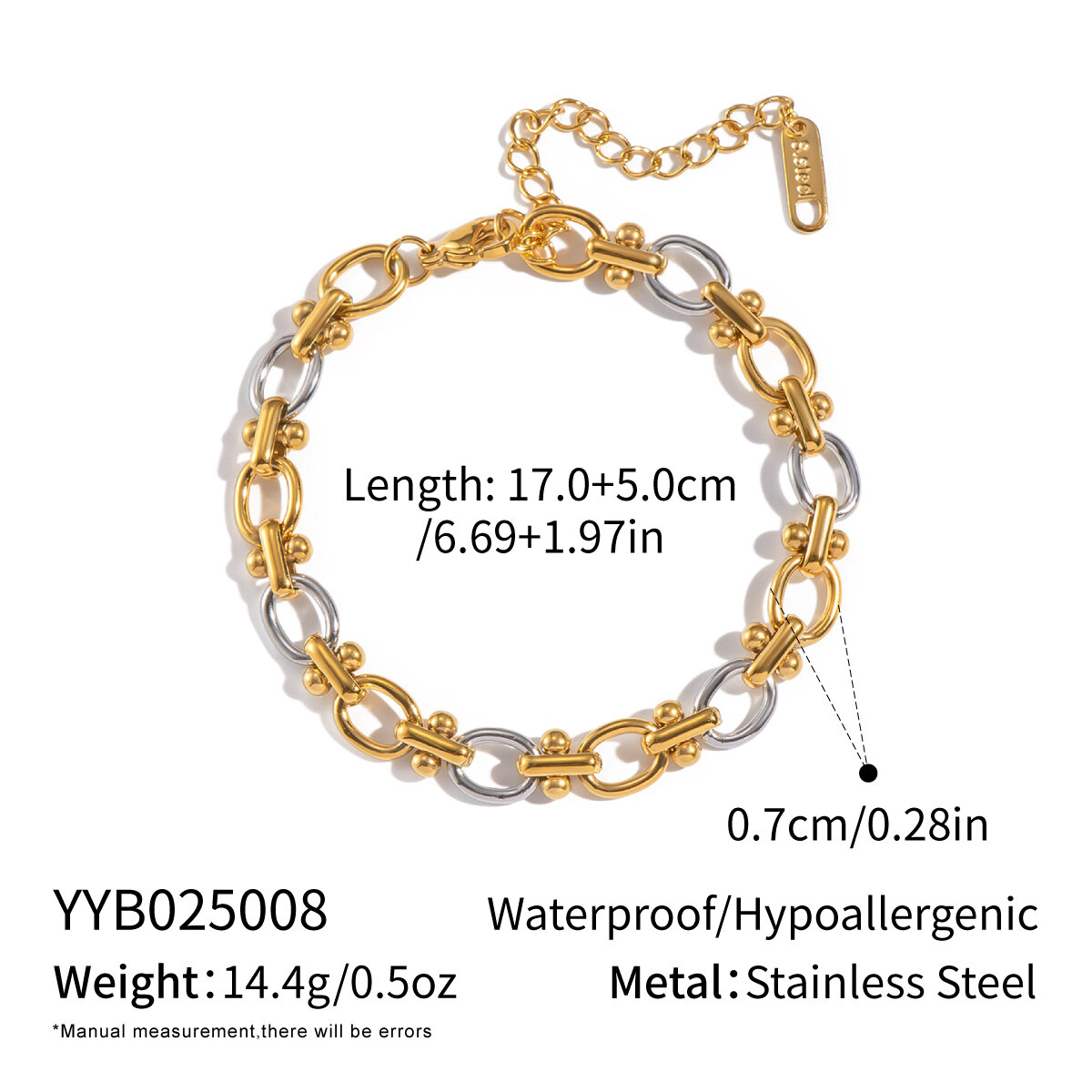 Mixed Gold Color And Silve Stainless Steel Waterproof Chain Necklace Set
