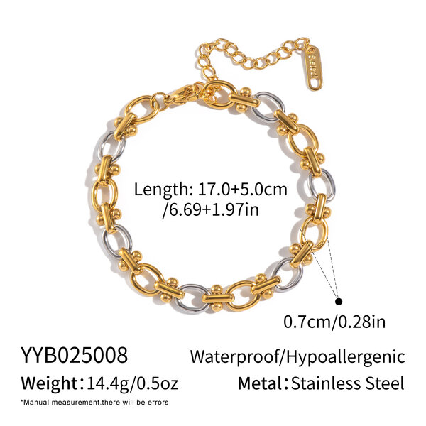 Mixed Gold Color And Silve Stainless Steel Waterproof Chain Necklace Set - 1