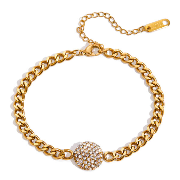 1 Piece Luxurious Calaite Stainless Steel Waterproof Gold Color Women's Chain Bracelets - 1