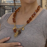 1 Piece Sun Stainless Steel Waterproof Gold Color Acrylic Beaded Necklace thumbnail 3