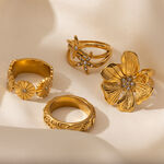 1 Piece Flower Stainless Steel Waterproof Gold Color Statement Ring thumbnail 2