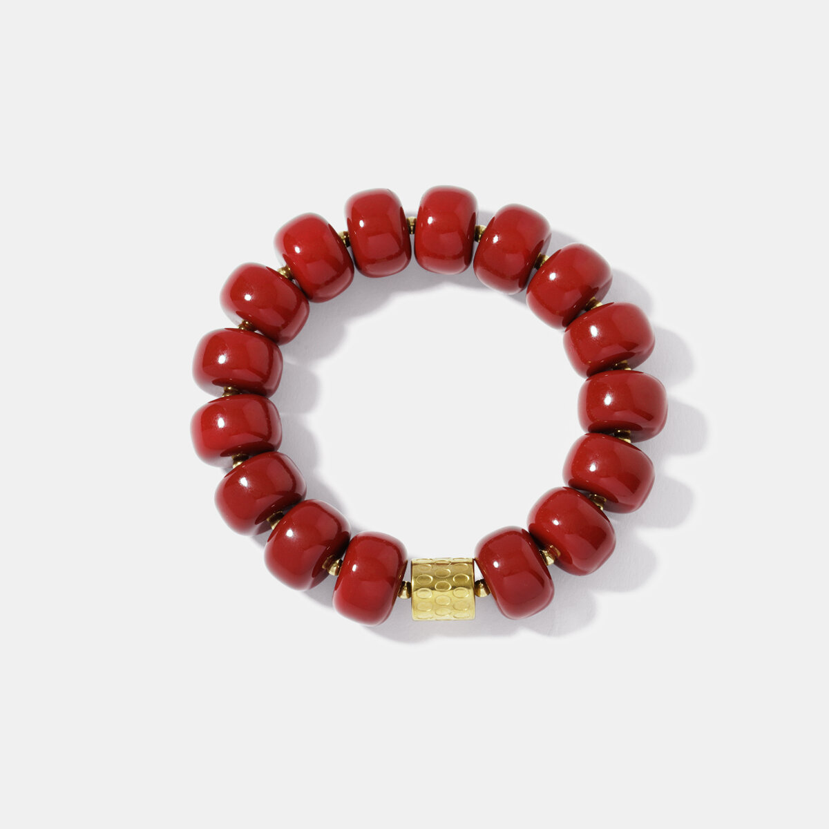 Customized Classic Red Color Circle Acrylic Women's Beaded Bracelets thumbnail 2