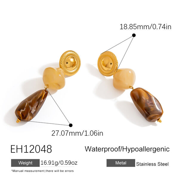 1 Pair Retro Heart Resin Drop Earrings - 1