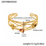 1 Piece Luxurious Ladybird Stainless Steel Waterproof Gold Color Zircon Women's Cuff Bracelets thumbnail 1