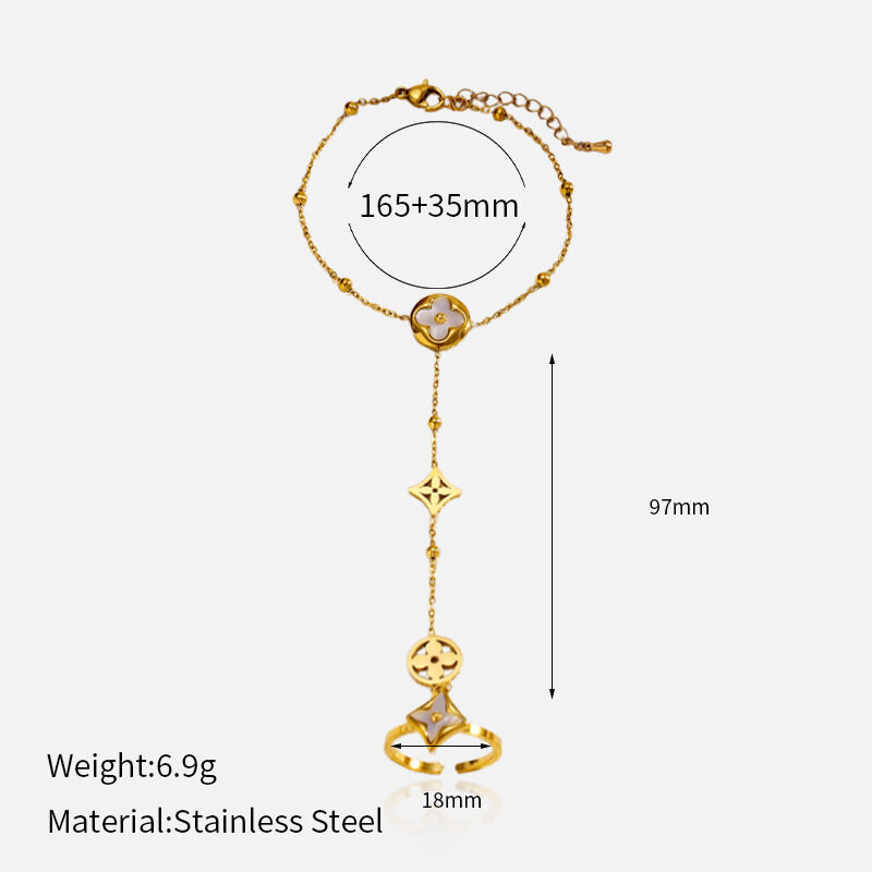 1 Piece Classic Flower Stainless Steel Waterproof Gold Color Chain Bracelet