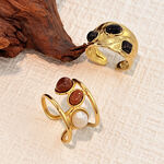1 Piece Retro Irregular Shape Stainless Steel Waterproof Gold Color Natural Stone Ring thumbnail 3
