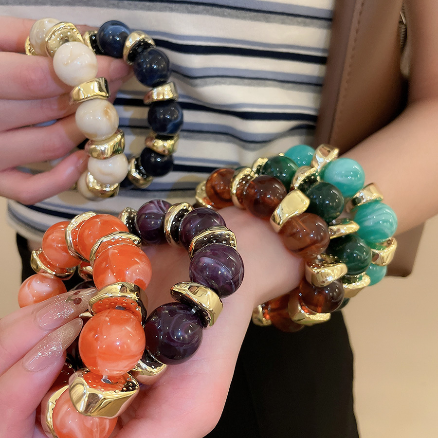 1 Piece Retro Beads Gradient Color Acrylic Beaded Bracelet thumbnail 3