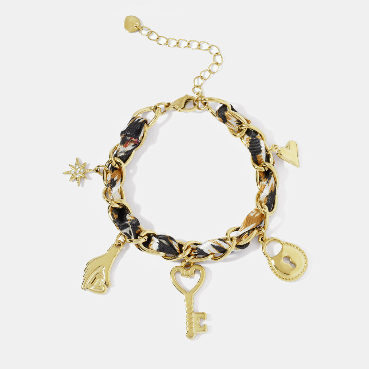 Customize Exquisite Leopard Print Key Stainless Steel Waterproof Women's Charm Bracelets thumbnail 2