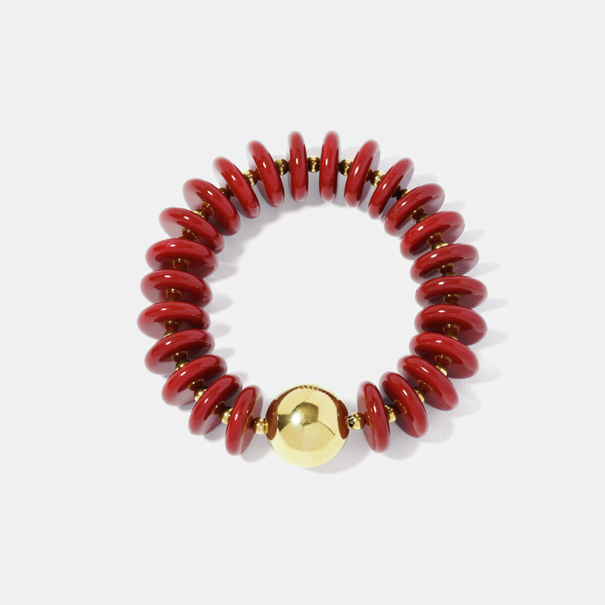 Customized Gorgeous Red Circle Acrylic Women's Beaded Bracelets