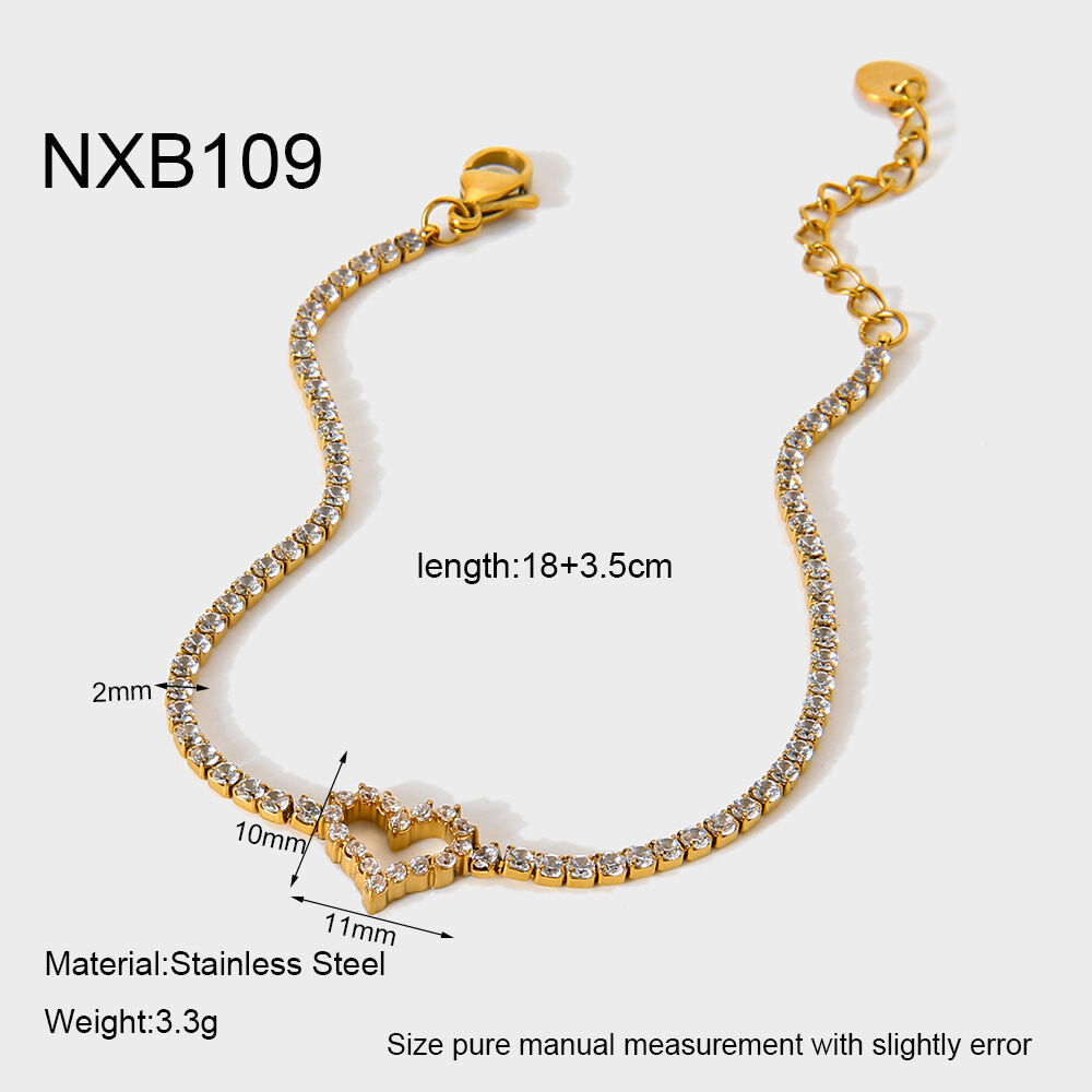 1 Piece  Sweet Heart Stainless Steel Waterproof  Gold Color  Women's Chain Bracelets