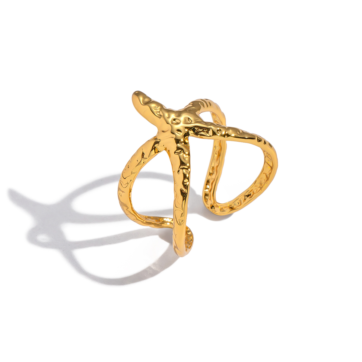 1 Piece Starfish Stainless Steel Waterproof Gold Color Statement Ring thumbnail 5