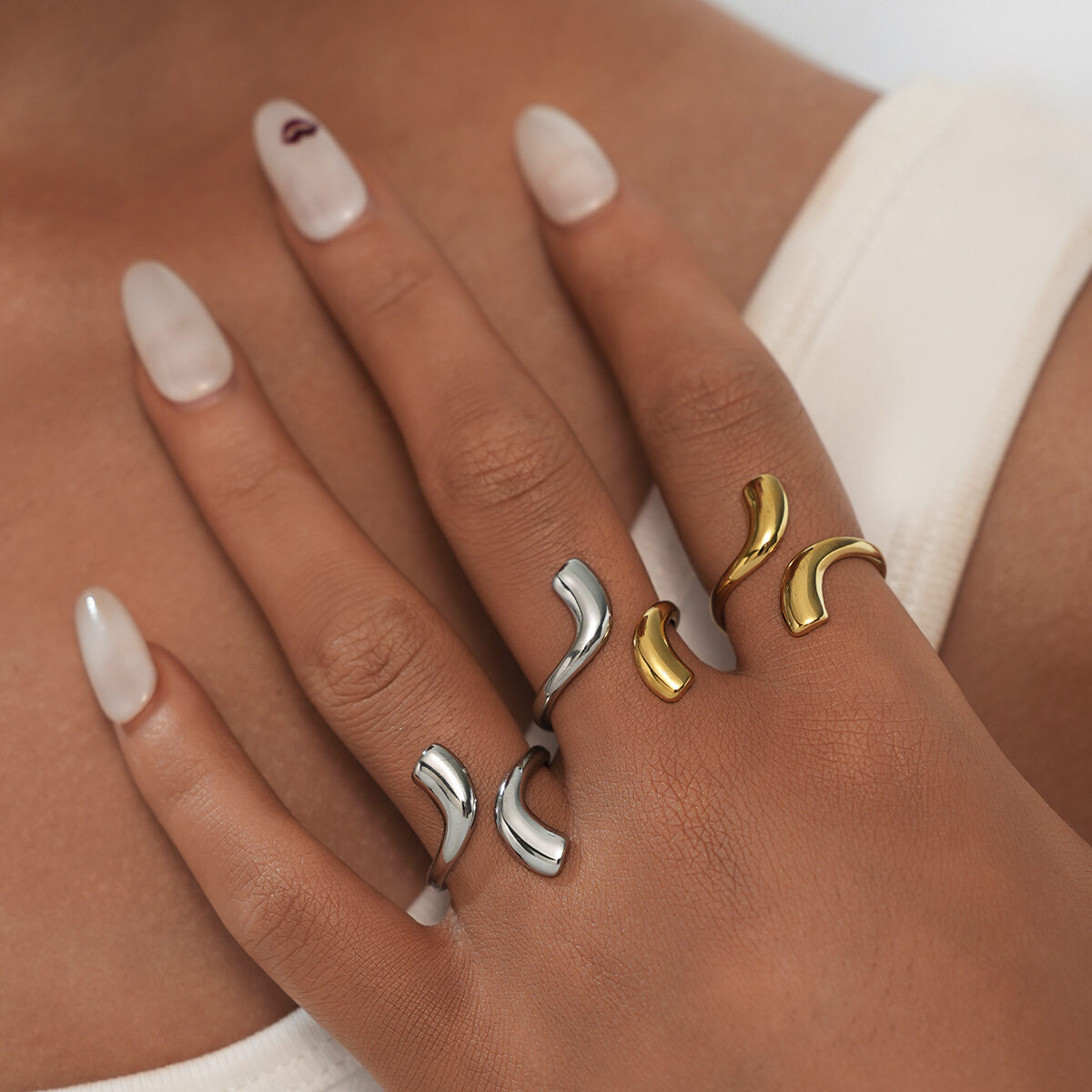1 Piece Simple Irregular Shape Stainless Steel Waterproof   Women's Statement Rings thumbnail 5