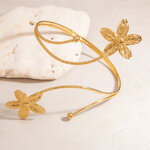 1 Piece Luxurious Flower Sun Stainless Steel Waterproof Gold Color Women's Cuff Bracelets thumbnail 5