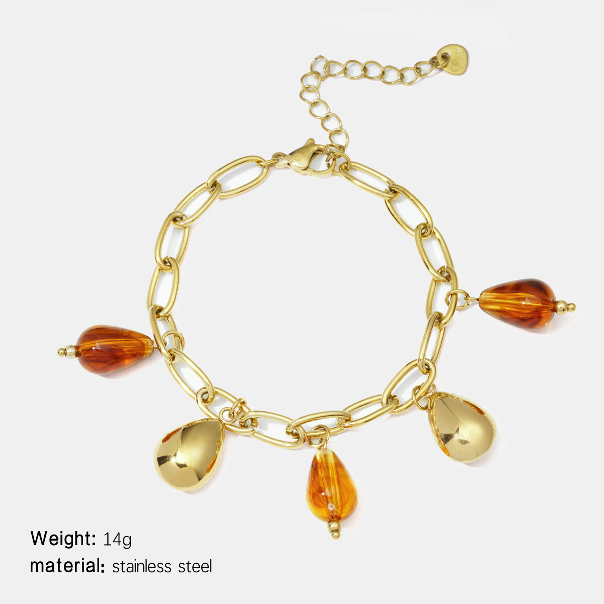 Customize Gorgeous Droplet Stainless Steel Waterproof Women's Charm Bracelets thumbnail 1