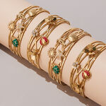 1 Piece Luxurious Ladybird Stainless Steel Waterproof Gold Color Zircon Women's Cuff Bracelets thumbnail 2