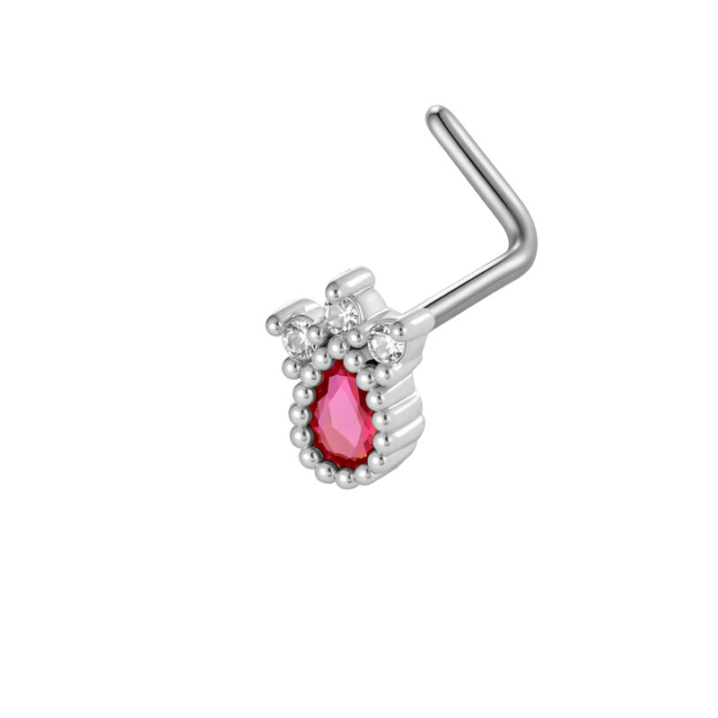 1 Piece Flower Copper Gold Color Zircon Nose Stud - 1