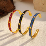 1 Piece Enamel Stainless Steel Waterproof Gold Color Cuff Bracelet thumbnail 2