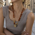 1 Piece Sun Stainless Steel Waterproof Gold Color Acrylic Beaded Necklace thumbnail 2