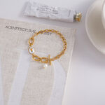 1 Piece Retro Flower Stainless Steel Waterproof Gold Color Women's Chain Bracelets thumbnail 5