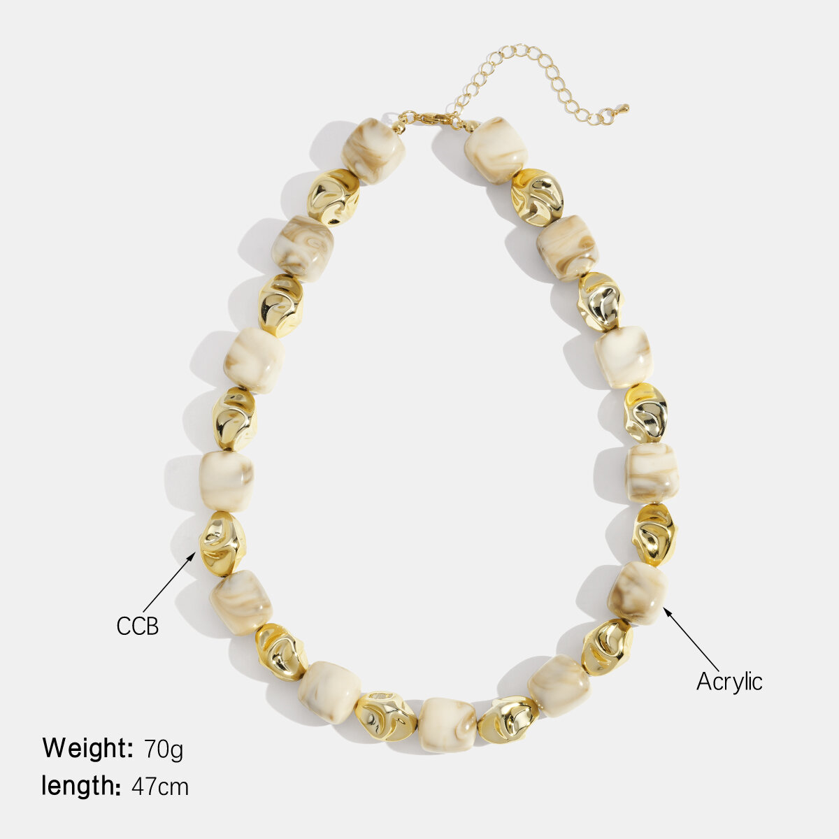 1 Piece Gradient Color Acrylic Beaded Necklace thumbnail 2