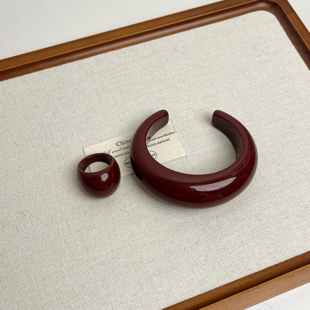 Solid Color Circle Resin Cuff Bracelet Set thumbnail 2