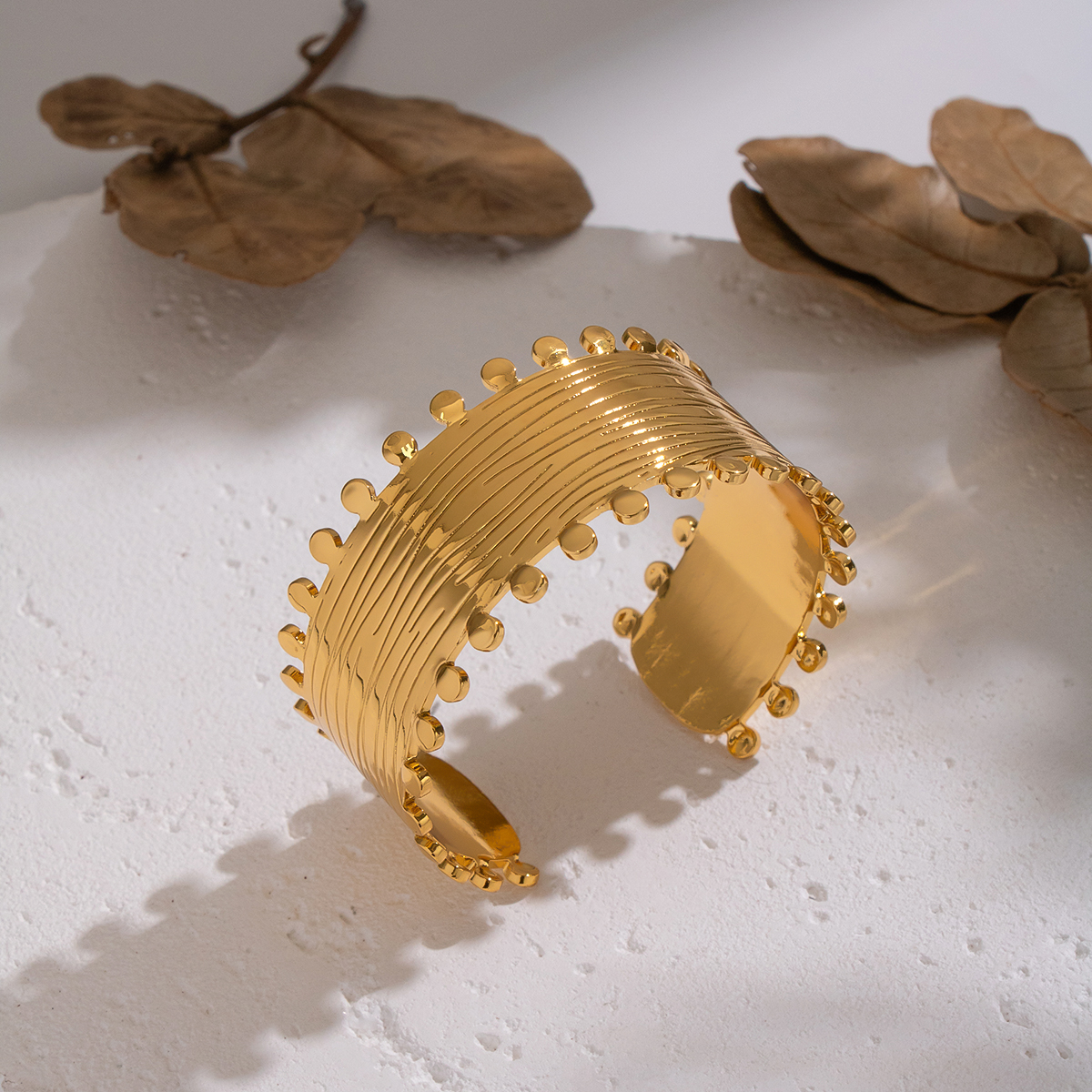 1 Piece Stainless Steel Waterproof Gold Color Cuff Bracelet thumbnail 2