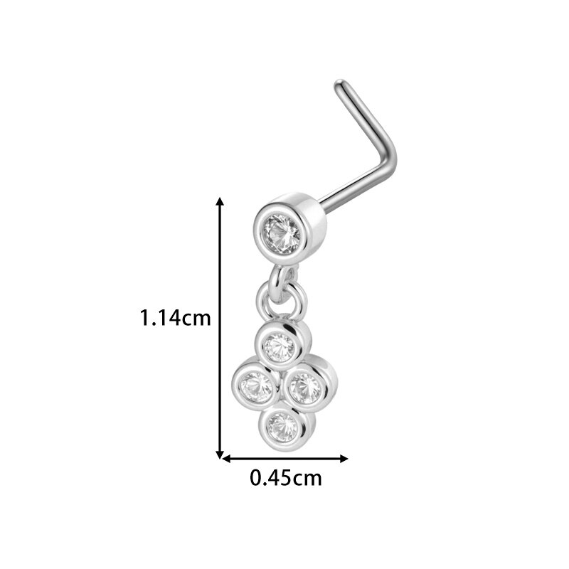 1 Piece Copper Gold Color Zircon Nose Stud thumbnail 2