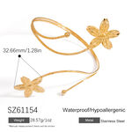 1 Piece Luxurious Flower Sun Stainless Steel Waterproof Gold Color Women's Cuff Bracelets thumbnail 2