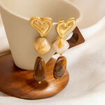 1 Pair Retro Heart Resin Drop Earrings thumbnail 3