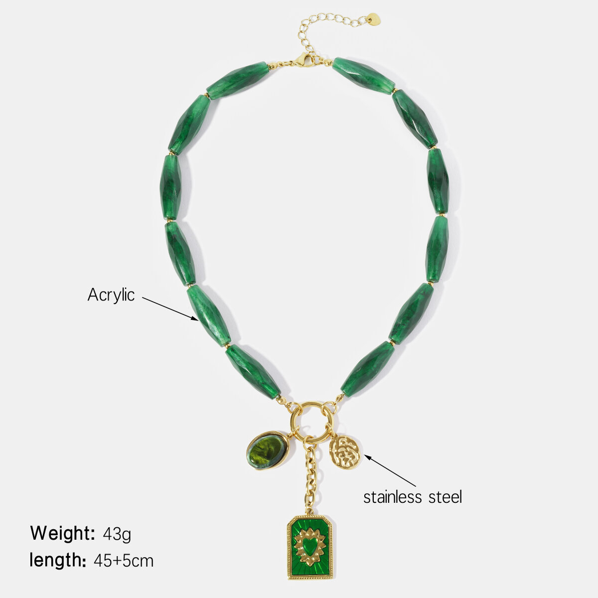 Customize  Irregular Shape Beads Rectangle Acrylic Women's Beaded Necklaces thumbnail 1