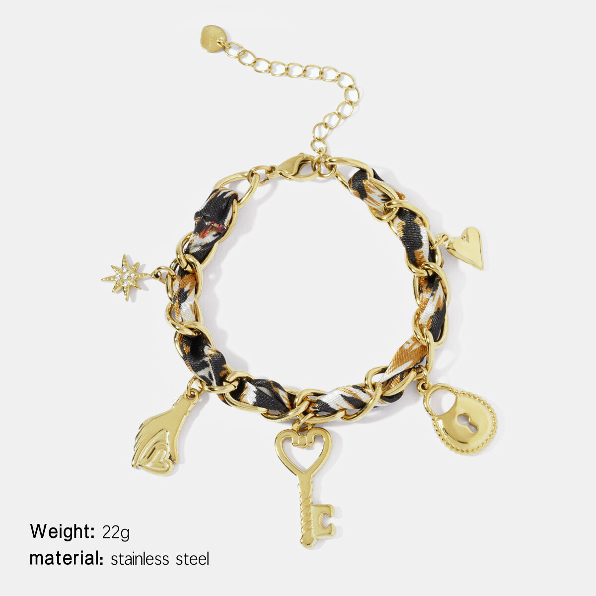 Customize Exquisite Leopard Print Key Stainless Steel Waterproof Women's Charm Bracelets thumbnail 1