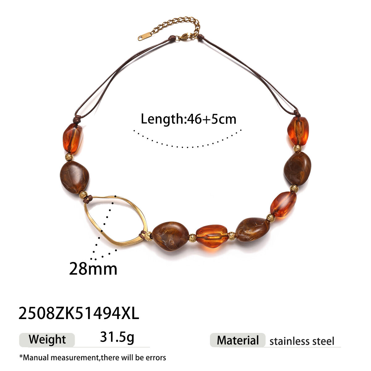 1 Piece Irregular Shape Acrylic Beaded Necklace