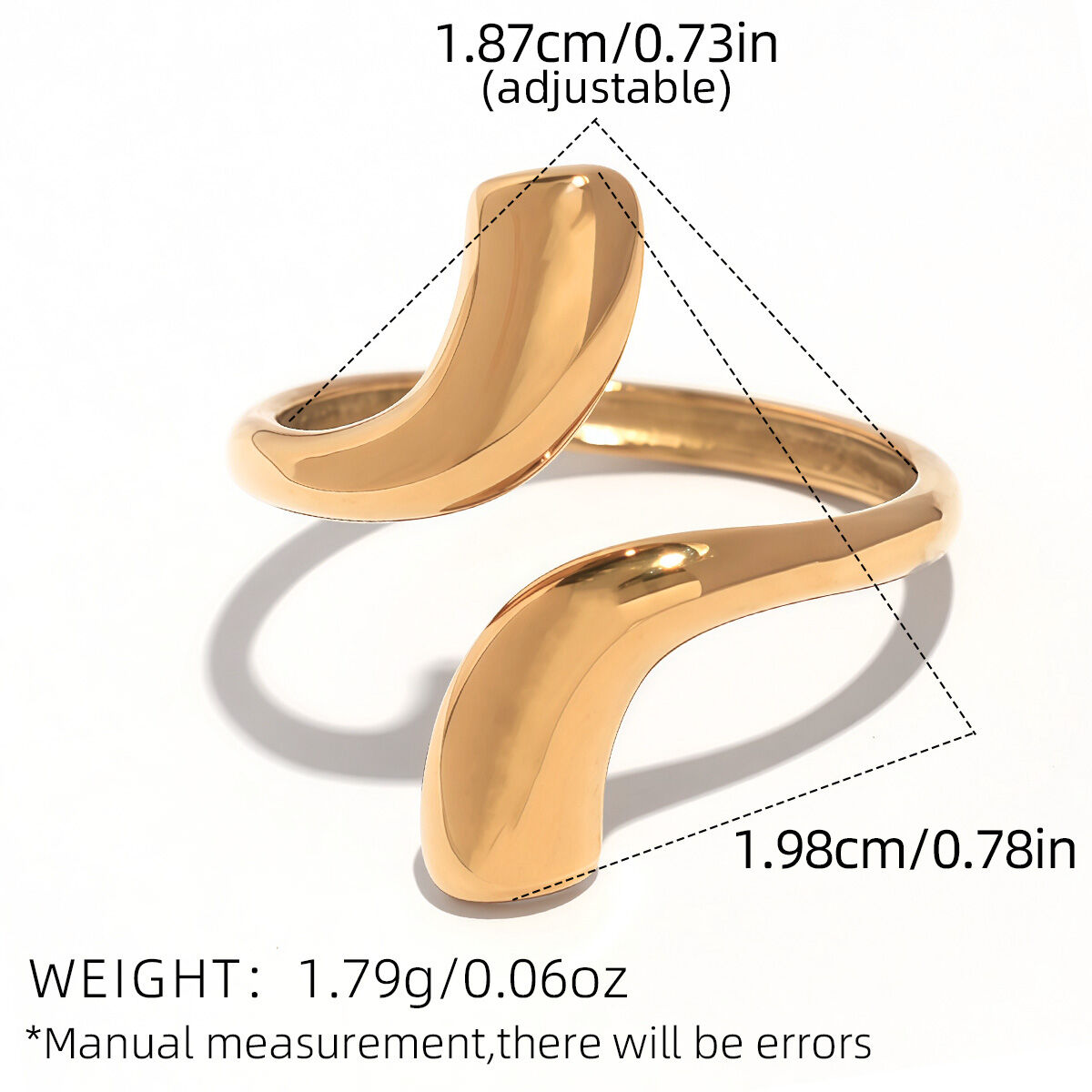 1 Piece Simple Irregular Shape Stainless Steel Waterproof   Women's Statement Rings