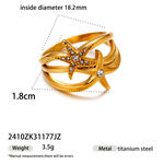 1 Piece Flower Stainless Steel Waterproof Gold Color Statement Ring thumbnail 1
