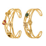 1 Piece Luxurious Ladybird Stainless Steel Waterproof Gold Color Zircon Women's Cuff Bracelets thumbnail 5